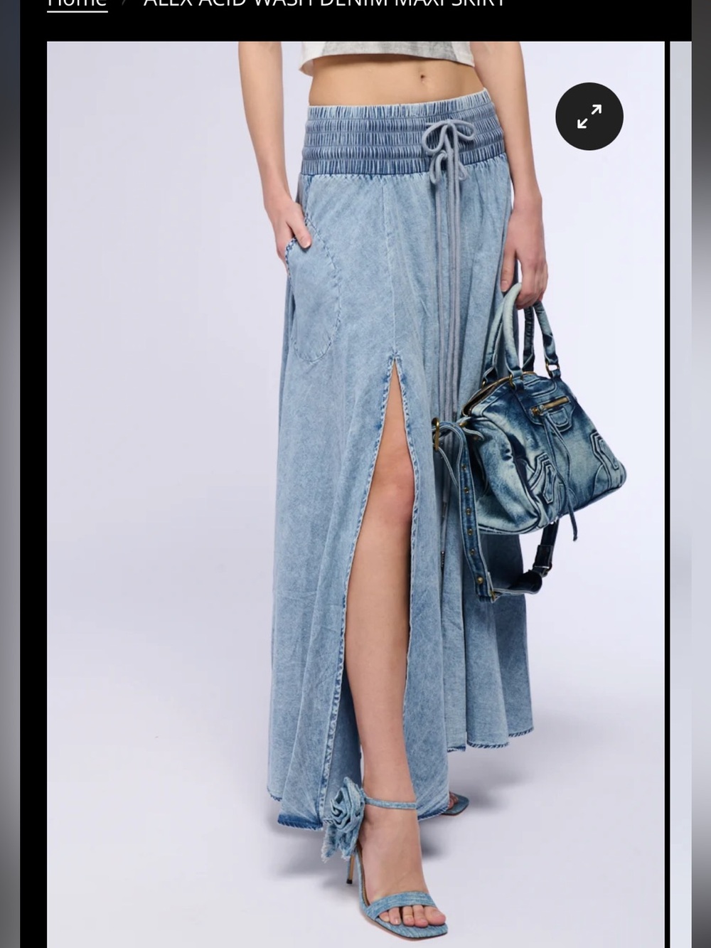 Alex Acid Wash Denim Maxi Skirt - Light Blue - Picture 15 of 16